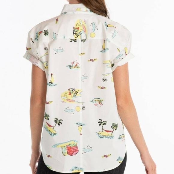 Womens Fresh Produce Beachy Keen Button Up Cotton Top Size XL NWOT - Picture 2 of 7